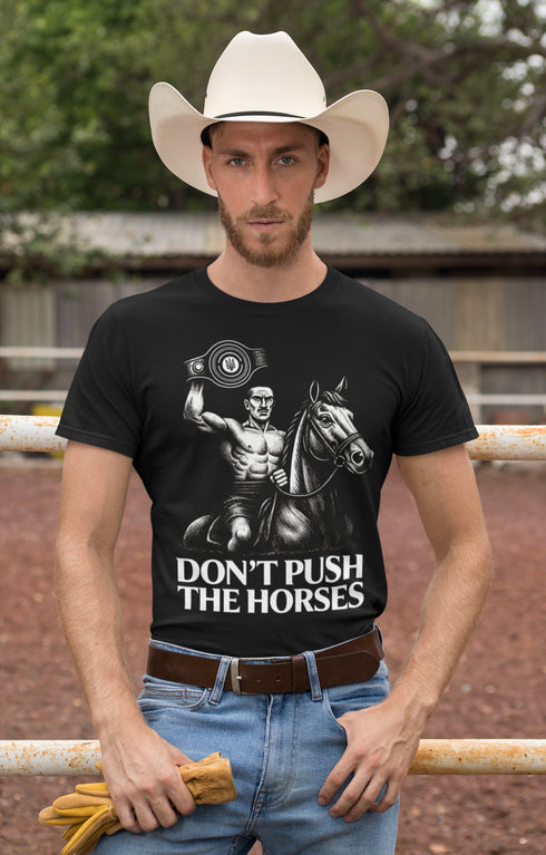 Don’t Push the Horses Shirt • Funny Ukrainian Boxing T-Shirt • Ukraine Quote Tee • Boxer Gift for Him or Her • Boxing Fan Shirt • Ukrainian Slang Tee • Made in USA