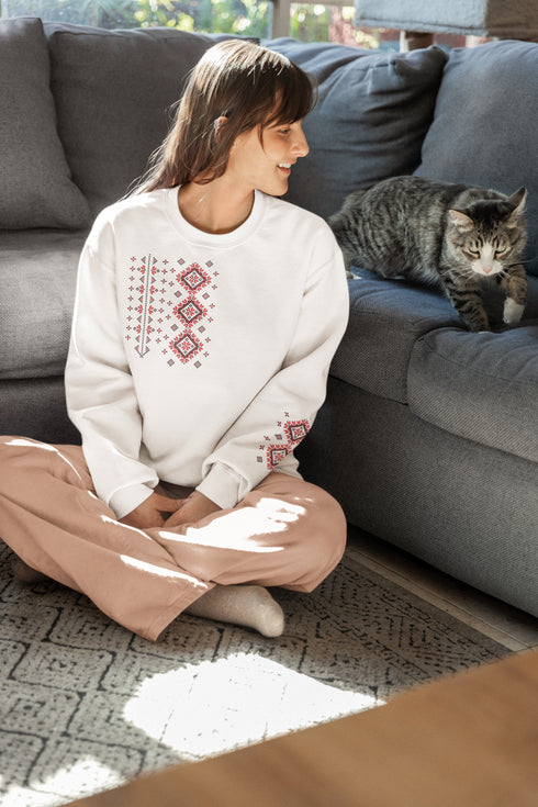 Ukrainian Sweatshirt, Ukrainian Ornament Embroidery Style Vinyl Sweatshirt, Ukrainian Gift, Ukrainian Motives Sweatshirt, Ukraine Shirts