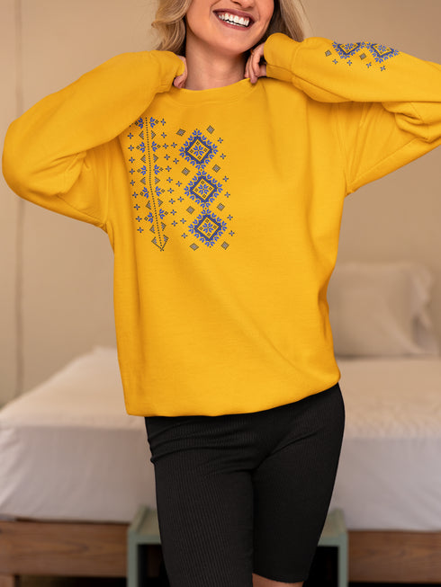 Ukrainian Sweatshirt, Ukrainian Ornament Embroidery Style Vinyl Sweatshirt, Ukrainian Gift, Ukrainian Motives Sweatshirt, Ukraine Shirts