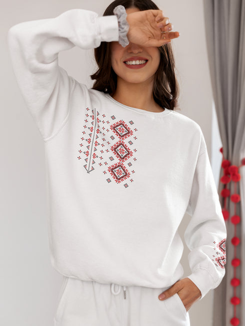 Ukrainian Sweatshirt, Ukrainian Ornament Embroidery Style Vinyl Sweatshirt, Ukrainian Gift, Ukrainian Motives Sweatshirt, Ukraine Shirts