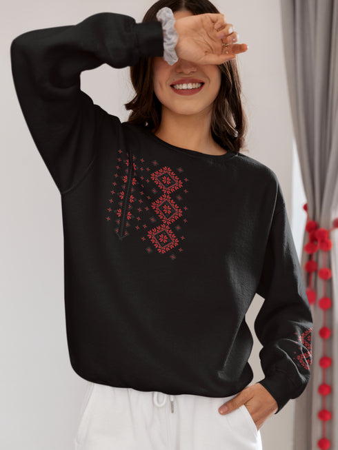 Ukrainian Sweatshirt, Ukrainian Ornament Embroidery Style Vinyl Sweatshirt, Ukrainian Gift, Ukrainian Motives Sweatshirt, Ukraine Shirts