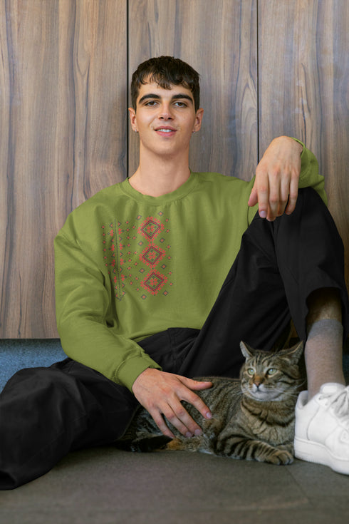 Ukrainian Sweatshirt, Ukrainian Ornament Embroidery Style Vinyl Sweatshirt, Ukrainian Gift, Ukrainian Motives Sweatshirt, Ukraine Shirts