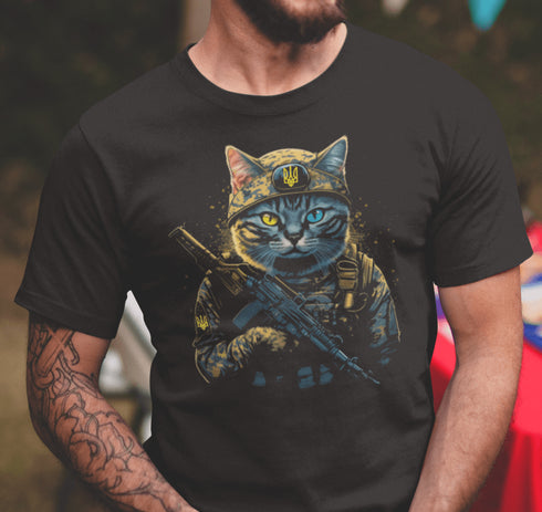 Ukrainian Military Warrior Cat T-Shirt