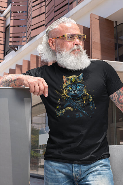 Ukrainian Military Warrior Cat T-Shirt
