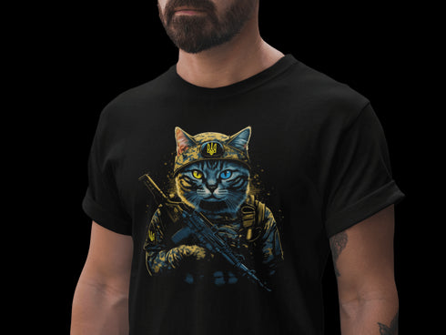 Ukrainian Military Warrior Cat T-Shirt