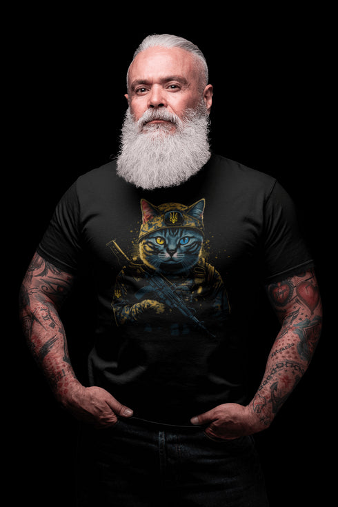 Ukrainian Military Warrior Cat T-Shirt