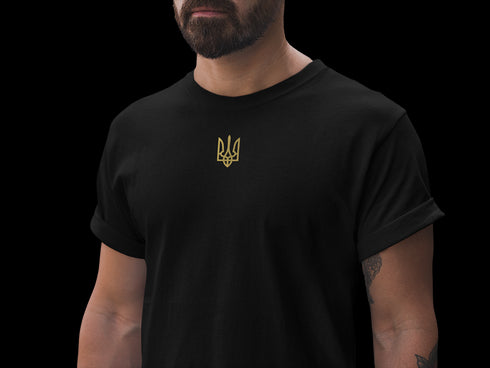 Ukrainian Trident Golden Vinyl Logo Patriotic T-shirt