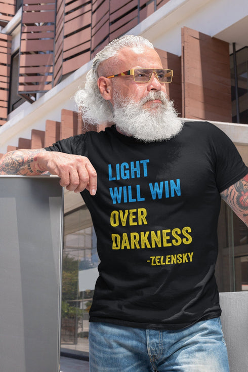 Light Will Win Over Darkness Zelensky Quote Stand With Ukraine Flag Stop War Ukraine Shirts