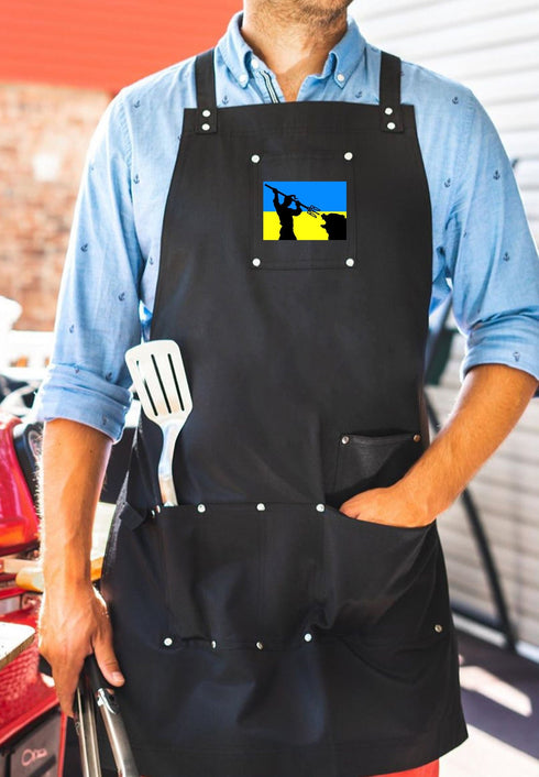 Ukraine Flag Professional Aprons for Chefs Cossack VS russian bear Ukraine gifts T shirt Support Ukraine Shirt Stand With Ukraine