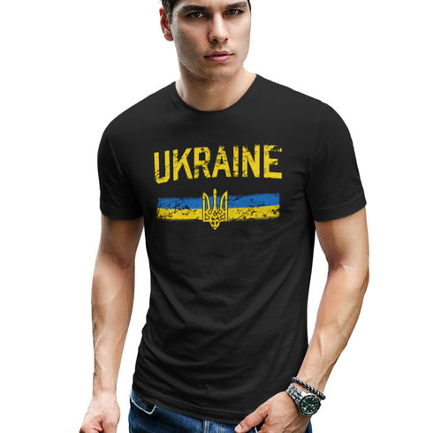 Ukrainian T-Shirt with Ukraine Flag and Trident Patriotic Ukraine T-shirt